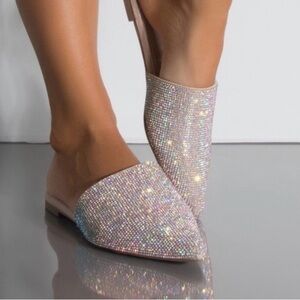 Windsor Sparkling Rhinestone Pointy Toe Silver Flats